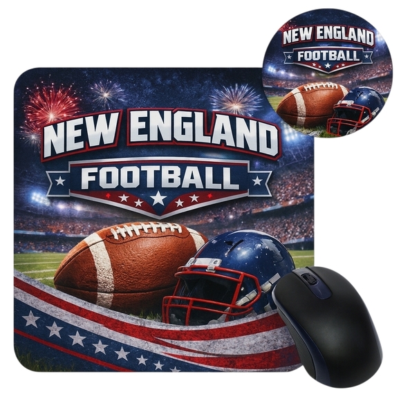 Hand Crafted Other - Hand Crafted New England Football Mouse Pad Set - Blue and Red